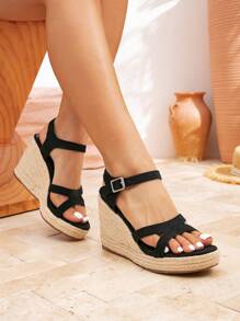 Styleloop Women's Casual Simple Wedge Heel Thick Sole Sandals Spring Shoes Spring Break Easter