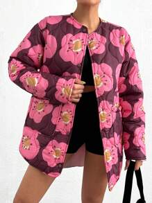 SHEIN Cottnline 时尚满花印花绗缝夹克 - 彩色 - 查看 1