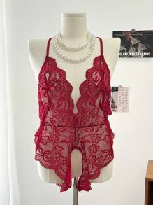 Dazy Plus Red Lace Sheer Lingerie, All Season