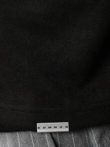 SUMWON Suede Finish Oversized Crop Hoodie Winter Streetwear Urban Fashion Heavyweight Sweatshirt Minimalist Aesthetic Athleisure Activewear Loungewear - Black - View 5