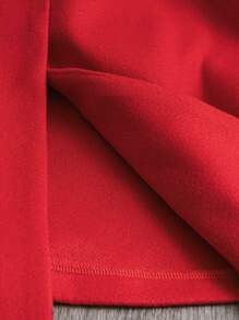 SHEIN Clasi Plus Size Women's Red Tie-Up Button Winter Long Sleeve Fitted Overcoat