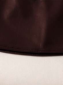 Young Girls PU & Thermal Lined Skirt, Suitable For Everyday Casual Wear, Autumn/Winter - Coffee Brown - View 5