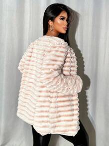 Zolique Women's Casual Long Sleeve Open Front Fluffy Jacket, Simplified Daily Wear Fall Cloth For Women - Dark Grey - View 2