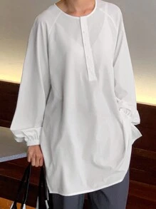 DAZY Women's Solid Color Casual Shirt, Simple And Fashionable, Long Sleeve, Suitable For Daily Wear - White - View 5