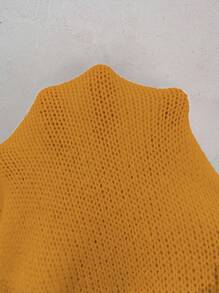 SHEIN Unity Soft Yellow Cute Holiday Oversized Winter Christmas Atmosphere Sparkling Christmas Tree Graphic Round Neck Pullover Sweater,European/American Autumn - Mustard Yellow - View 5