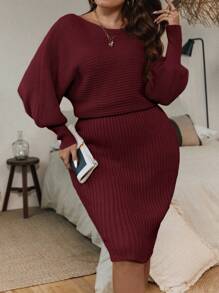 SHEIN Clasi 大码女式优雅宽松套头毛衣连衣裙