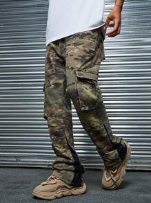 Manfinity Roughcore Men's Casual Camouflage Print Work Cargo Jeans - Multicolor - View 1