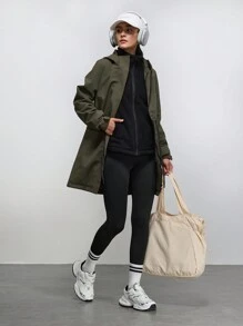 In My Nature In My Nature Women's Letter Print Long Sleeve Drawstring Waist Hooded Outdoor Raincoat Jacket