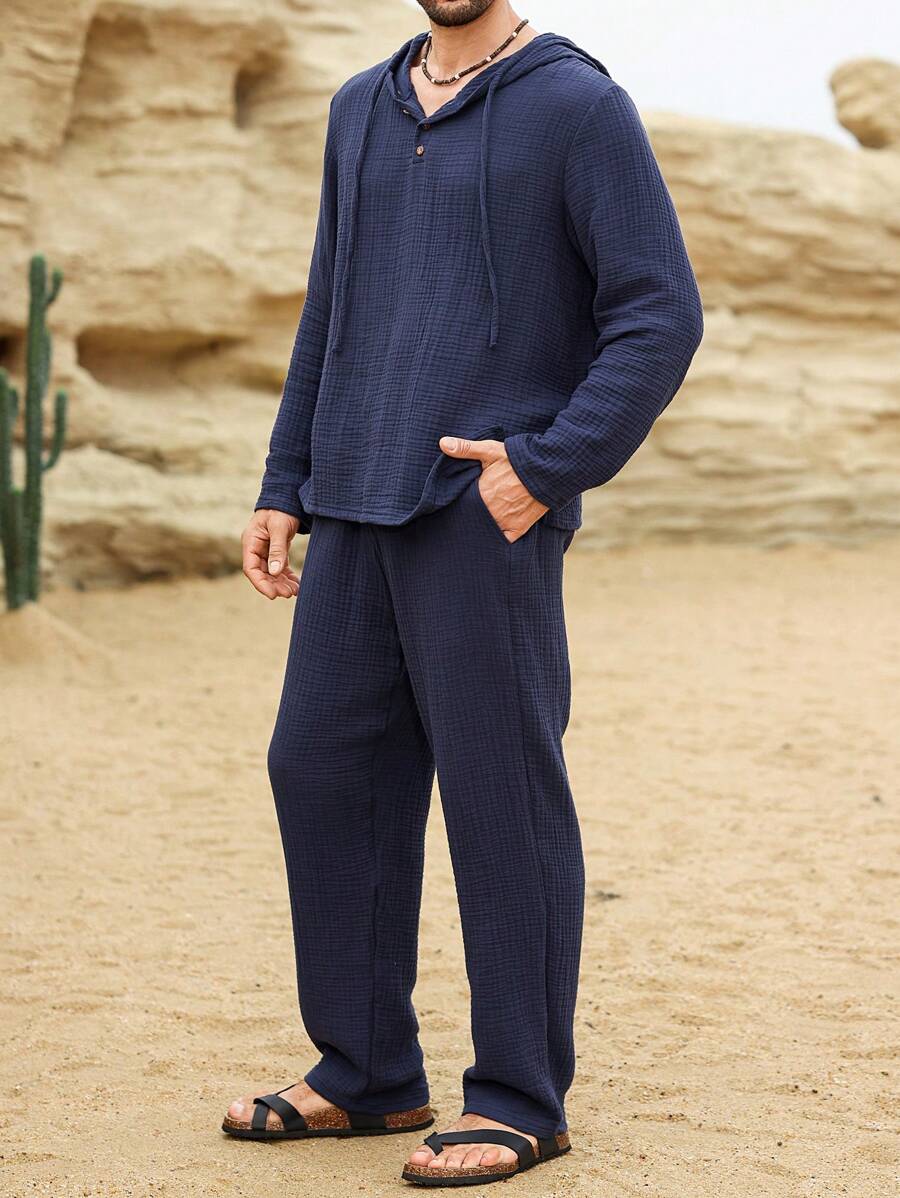 Genlund Men's Sweatsuit Set Hoodie And Pants - Navy Blue - View 1