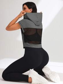 Easithlete Women's Solid Color Splice Long Sleeve Casual Sweatshirt - Dark Grey - View 6