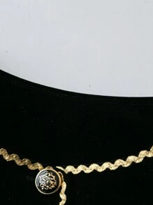 Flirla Plus Size Women Velvet Ruffle Trim Elastic Waist Jacket & A-Line Skirt 2 Pieces Set, Autumn/Winter Fall Cloth For Women