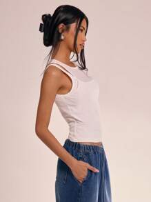 MUSERA 双层赛车背心 度假回顾 节日 假日 机场外出 秋季派对 优雅 春夏 复活节 穿搭 - 白色 - 查看 2