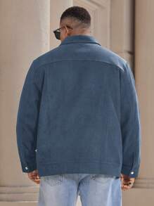 Manfinity Homme Plus Size Men's Solid Color Long Sleeve Single Breasted Casual Jacket For Autumn