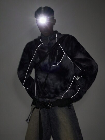 NEON BLANC Men's Loose Fit Knitted Embroidered Waffle Print Hoodie, Long Sleeve Rapper Mock Neck Hip Hop Hoodie, For Friends, Husband, Boyfriend Gifts, For Fall Winter