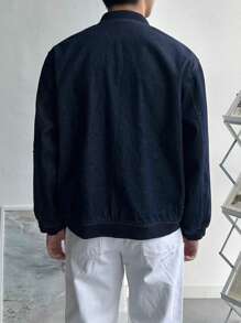 DAZY Men's Plain Blue Denim Jacket, Autumn - Blue - View 2