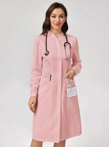 TaskEZ Robe infirmière manches longues de couleur unie, mode simple et décontractée pour le port quotidien