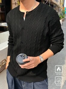 Manfinity Hypemode 男士休闲纯色百搭开衫，秋冬 - 彩色 - 查看 5