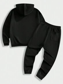 Manfinity VCAY Men's Loose Knit Long Sleeve Sweatshirt Set, For Fall Winter - Black - View 4