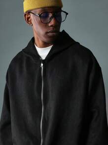 SUMWON Soft Fleece Full-Zip Hoodie Winter Essential Zip Front Casual Sports Workout Outerwear Streetwear Fall Activewear Jacket - Black - View 5