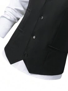SHEIN 2 pièces Ensemble costume pour garçons adolescents, style de gentleman ajusté mince Gilet + Pantalon long de haute qualité, tenue de soirée élégante pour anniversaire, banquet, mariage