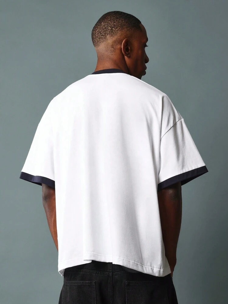 Boxy Fit Short Sleeve Ringer Tee With Graphic Print