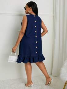 SHEIN SXY Plus Size Denim Sleeveless Dress, Casual & Fashionable Everyday Wear