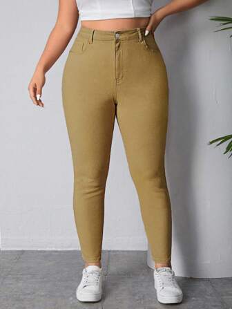 SHEIN CURVE+ 大码弹力时尚休闲牛仔裤