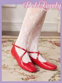 Dola Lovely Silver Flat Mary Jane Shoes With Bow, Square Toe, Fashion Women Flats New Year Holiday Valentines