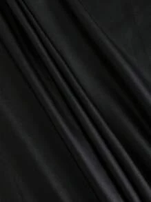 SHEIN Unity Black PV Leather Materal, Side With Drawstring Tie, Asymmetric Hem, Tight Wrap Bustier, Long Flared Style Casual Women's 2 Pieces Set, Autumn - Black - View 5