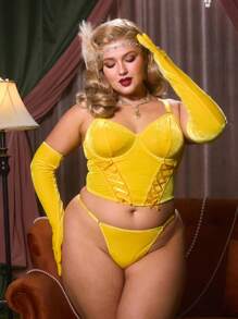 PinupGlam 1 Pair Vintage Court Style Velvet Gloves, Lingerie Accessories For Women