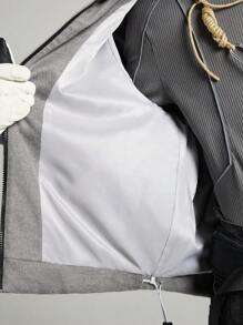 Manfinity VCAY Men's Street-Style Loose Long Sleeve Jacket, Hooded Hiking Rapper Track Jacket, For Friends, Husband, Boyfriend Gifts, For Fall Winter