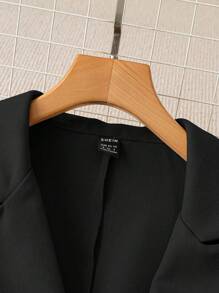 Chiquease Blazer informal de mujer de unicolor con botones delanteros, mangas largas y cuello de solapa