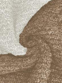 Celure Suéter de punto con cuello en V, volantes y contraste de color para mujer de talla grande, para otoño e invierno