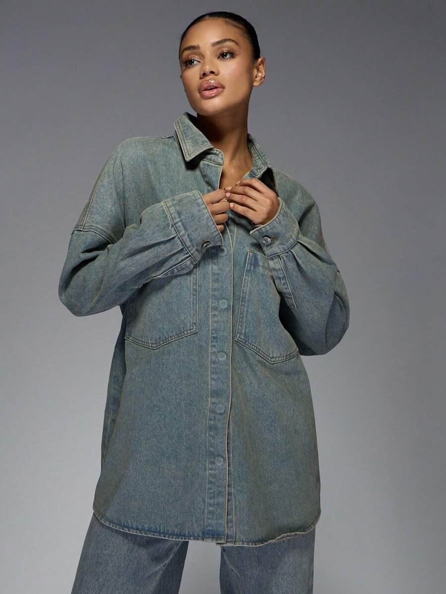 Camisa Vaquera Con Pechera Roja