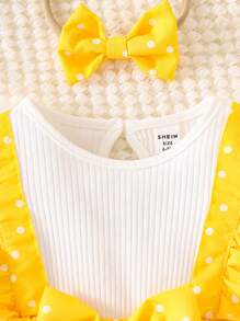 SHEIN Body neonata a pois con cappuccio per primavera/autunno, pagliaccetto con stampa a pois, collo rotondo, maniche a campana