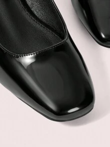 CUCCOO BIZCHIC Simple Women Mary Jane Thick Heel Pumps, For Halloween Spring Shoes Spring Break Easter For Christmas - Black - View 7