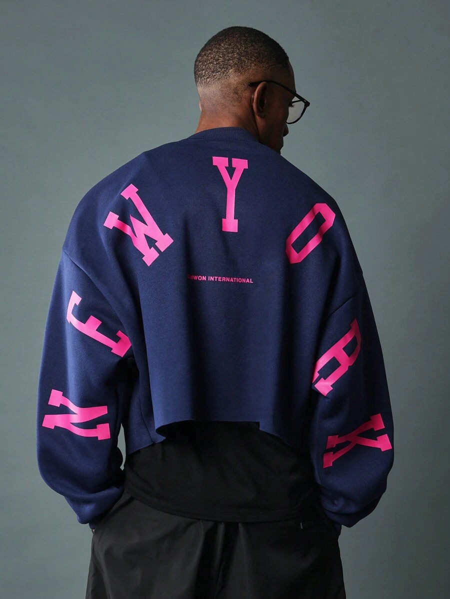 SUMWON Designer Sweatshirt With Back Letter Print International Streetwear Collection Autumn Winter Crop Fit Long Sleeve Pullover Casual Urban Style Sweatshirt