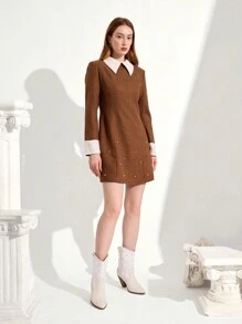 CUCCOO CHICEST Giày bốt cao bồi miền Tây đế vuông mũi nhọn thiết kế ngọc trai giả, giày bốt cao đến mắt cá chân bằng da PU nhiều màu thanh lịch, thích hợp cho kỳ nghỉ, thời trang đường phố, lễ hội âm nhạc Valentine - trắng - Xem 2