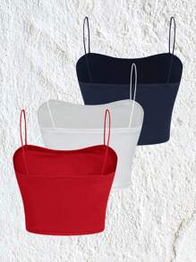 SHEIN EZwear Family Matching 3pcs/Set Solid Color Basic Camisoles