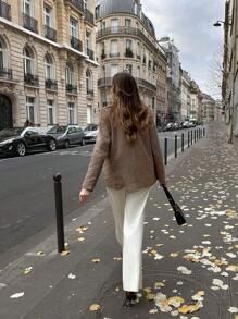 Chiquease 法式宽松格子西装外套，翻领仿口袋长袖女式西装外套，适合秋冬季