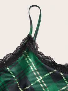 SHEIN EZwear Conjunto ajustado de punto verde para mujer de Navidad