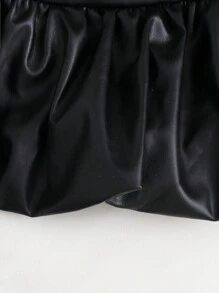 SHEIN 婴儿（女孩）优雅可爱的黑色花朵泡泡裙套装搭配白色罗纹 T 恤，春/秋 - 白色 - 查看 5