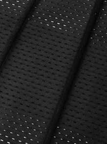 Solid Color Perforated Breathable Double Buckle Waist Cincher - Black - View 4