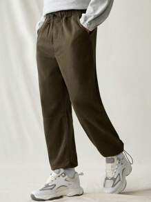 Manfinity Hypemode Men's Army Green Denim Loose Casual Jogger Pants, Urban Chill - Army Green - View 5