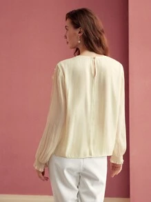 MOTF PREMIUM STEREO FLORAL KEYHOLE BACK BLOUSE,VALENTINE'S DAY,SPRING/SUMMER