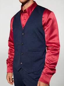 Manfinity VCAY Men's Knit Fashion Casual Sleeveless Jacket Vest Patchwork Design