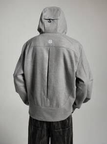 Manfinity VCAY Men's Street-Style Loose Long Sleeve Jacket, Hooded Hiking Rapper Track Jacket, For Friends, Husband, Boyfriend Gifts, For Fall Winter