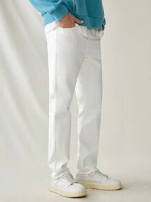 Manfinity Hypemode Vaqueros rectos y slim casuales blancos para hombre, Urban Chill