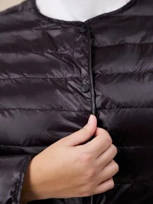 SHEIN EZwear Piumino leggero nero per donna taglie forti, indossabile sia internamente che esternamente - nero - Visualizzare 8