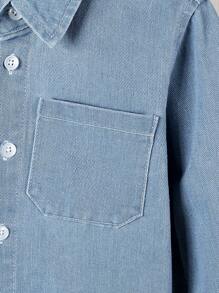SHEIN Young Boy Casual Fashion Denim Single Breasted Shirt And Jeans Set